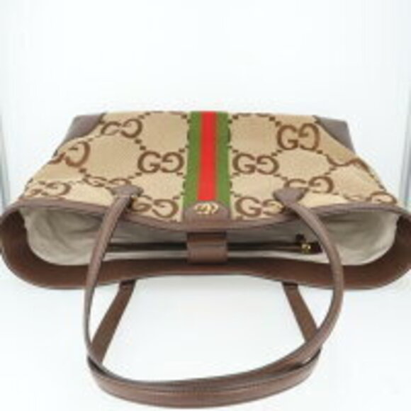 Gucci Jumbo GG Ophidia Tote Bag Web Stripe Brown Beige - Picture 5 of 8